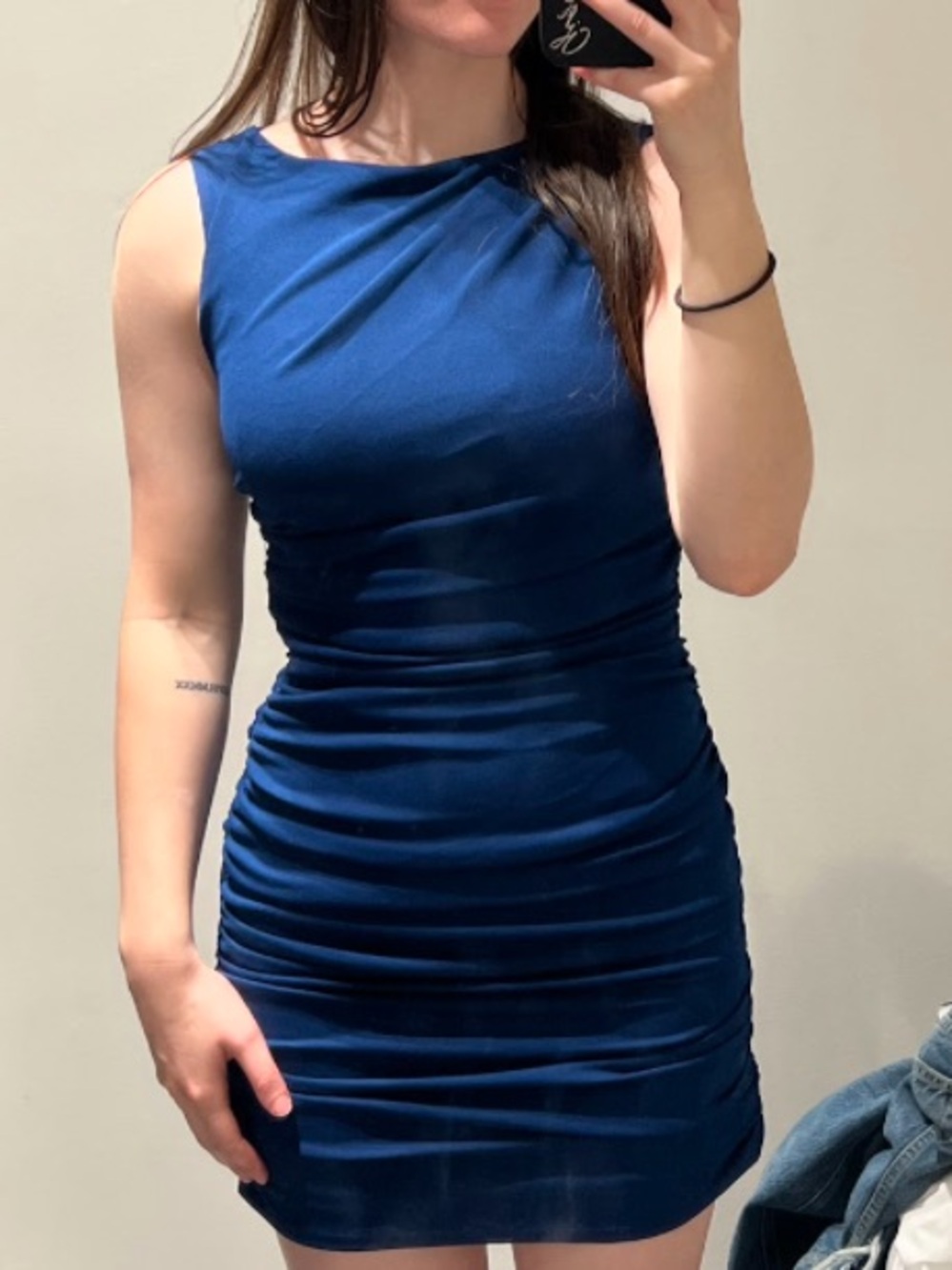 Abercrombie & Fitch Sleeveless Royal Blue Ruched Mini Dress